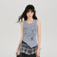 Girlyhalo American retro printed irregular camisole women's summer summer new slim outer sleeveless top
