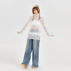 Girlyhalo American retro ສີຂາວຢືນຂຶ້ນຄໍຄໍ lace bottoming ເສື້ອຂອງແມ່ຍິງທີ່ວ່າງເລັກນ້ອຍມີຮອຍແສ່ວທີ່ມີຮູບແບບ hollow ເທິງ