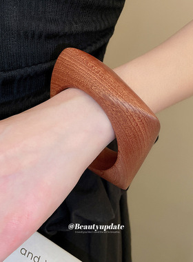 新中式简约纹路木质手镯复古简约