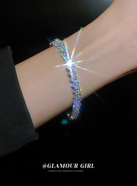 新款超闪锆石拼接卡扣手链韩国时尚轻奢高级感气质手环百搭手饰女