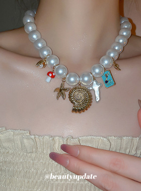 滴油珍珠海螺海星贝壳吊坠项链海