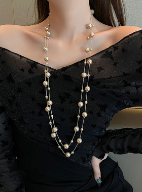 跨境人造珍珠项链高级感秋冬时尚