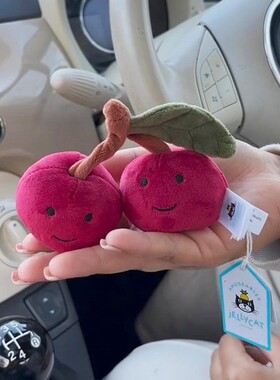 自主款无标樱桃车载挂件毛绒玩偶后视镜吊坠小饰品