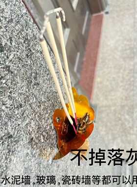 门口免打孔插香筒门神不锈钢插香炉中式潮汕拜神金色门炉挂香供奉
