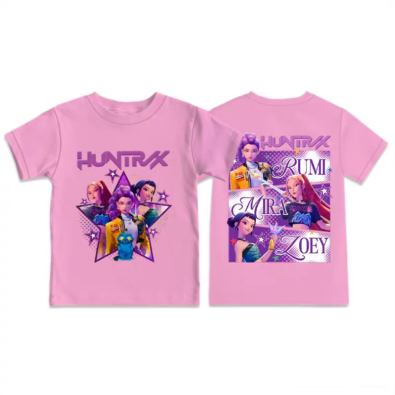 2025新款上衣卡通kpop猎魔女团插肩周边夏装儿童短袖纯棉夏季半袖,淘宝优惠券,粉丝福利购,淘宝优惠卷