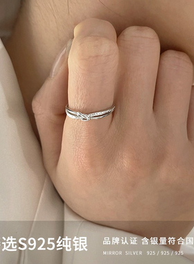 女925银日韩同心结戒指小众ins