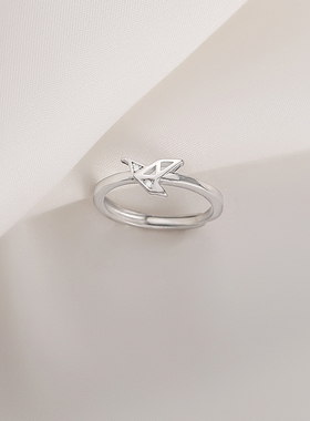 千纸鹤戒指纯银轻奢简约设计感