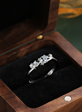 夜光星星戒指女开口可调节食指戒