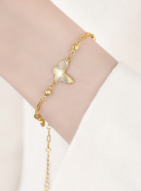 女925银简约气质拉丝蝴蝶手链