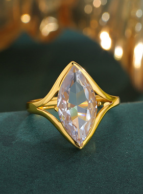 个性开口马眼锆石戒指女食指指环