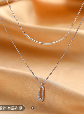 微笑项链s925双层感潮百搭简约