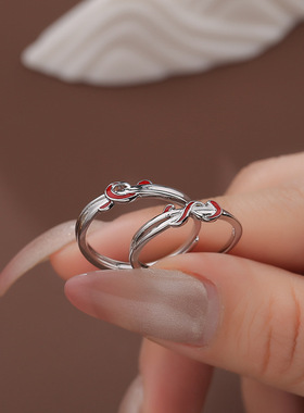 月老一线牵情侣对戒ins小众设计