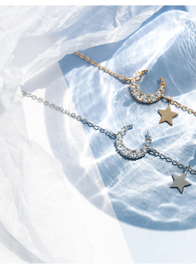925纯银星星月亮项链ins轻奢小众