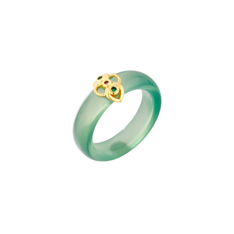 Women's 925 silver index finger ring Hetian jade auspicious cloud ring