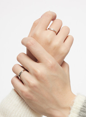 Star Ray连理枝情侣对戒S925银戒指一对轻奢小众生日礼物送男女友