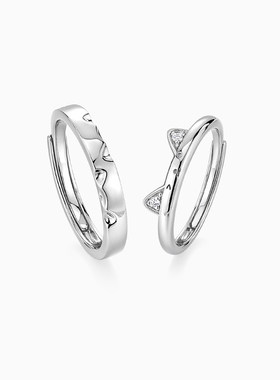 Star Ray【可刻字】猫咪日记情侣对戒纯银戒指对生日礼物送男女友