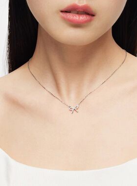 Star Ray 甜心蝴蝶结项链925银轻奢小众设计锁骨链生日礼物送女友
