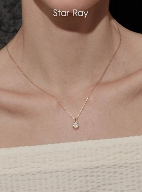 Star Ray《爱神落泪》轻奢莫桑石水滴项链女 通勤纯银锁骨链颈链