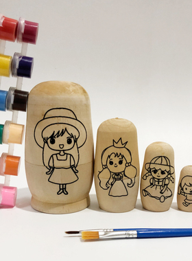 套娃套娃白坯实木5层材料包