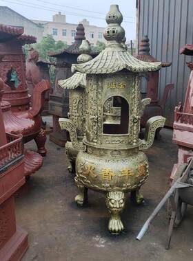 烧纸炉铸铁化宝炉钱炉元宝金炉特大型带盖子铸铁炉圆形室外铜香炉
