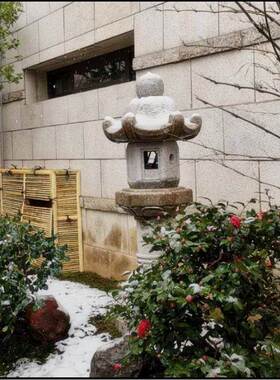 石灯庭院日式禅意枯山水仿古青石头灯花园电石灯室内外石雕石灯笼