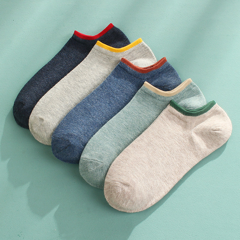 男士夏季运动透气纯色低帮潮隐形袜 布群船袜