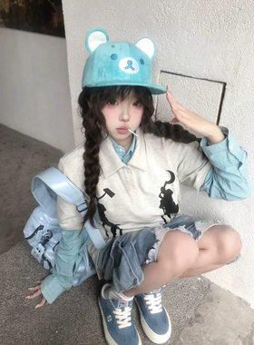 薄荷曼波~Kuma轻松熊立体鸭舌帽子A女新款卡通可爱遮阳平檐棒球帽