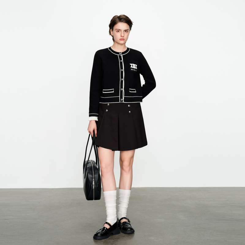 婉甸2025黑色短裙百搭风高腰半身裙1241K15XS4YX