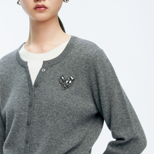 【100%绵羊毛】婉甸25冬新品假两件套头衫羊毛针织衫1244W08GS3 - 图2