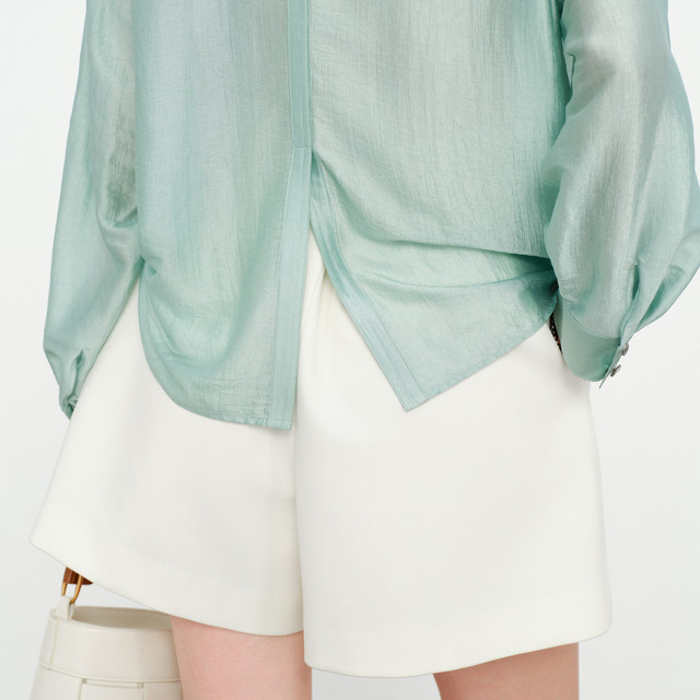 Wandian 2026 summer ຜະລິດຕະພັນໃຫມ່ Mambo ສີຂຽວ pullover ເສື້ອຍືດແຂນຍາວບາງໆແບບສະບາຍໆ 1252H21RS4
