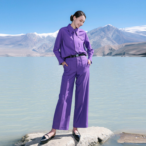 婉甸2025罗兰紫长袖衬衫简约风H型1241S07MS2 - 图2