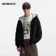 NEVERNEED American cleanfit sudadera con capucha para hombres y mujeres boxy short doble cremallera contraste cardigan chaqueta