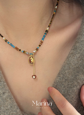 马到成功｜新中式高级审美本命年双面小马吊坠项链天然石串珠颈链