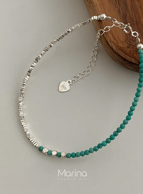 s925纯银绿松石碎银子手链