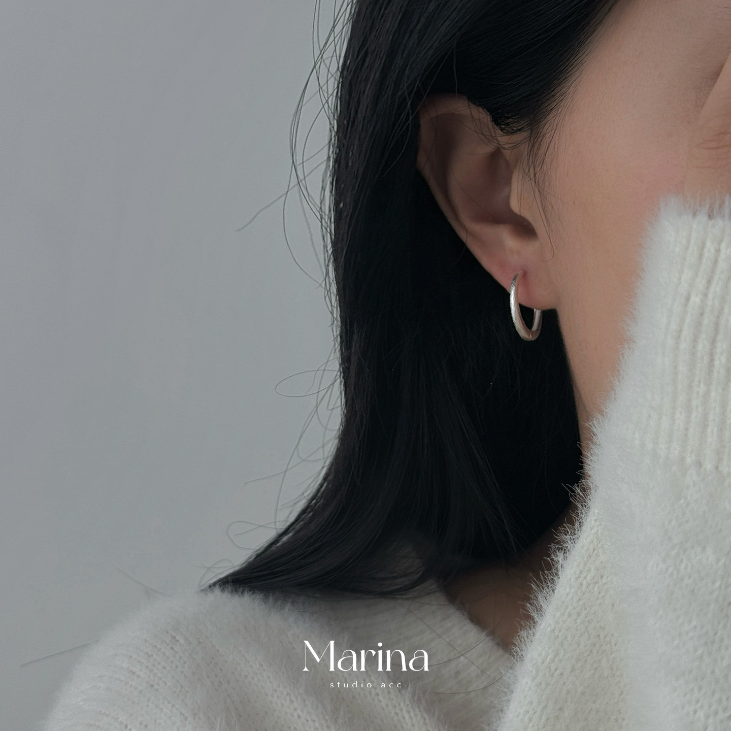 宛如星河｜高级质感基础耳圈通体925纯波光粼粼银耳钉耳环闪砂女,淘宝优惠券,粉丝福利购,淘宝优惠卷