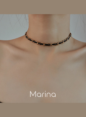 香风项链暗黑系choker皮质