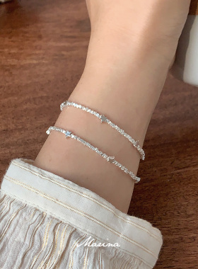 通体s925纯银 星星碎银子手链手工串珠手串女小众高级感百搭闪闪