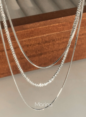 意大利三层波光粼粼蛇骨项链