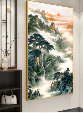 入户玄关过道办公室有山无水泰山日出靠山图旭日东升风水招财挂画