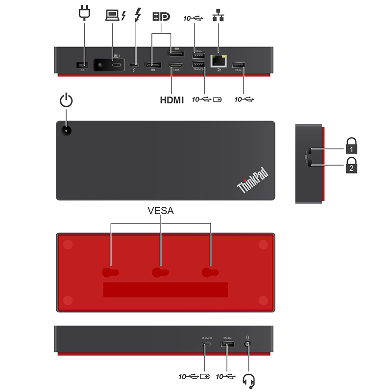 联想ThinkPad雷电4扩展坞 P15V P17 P53 P52 P73 P72 40B00300CN - 图0