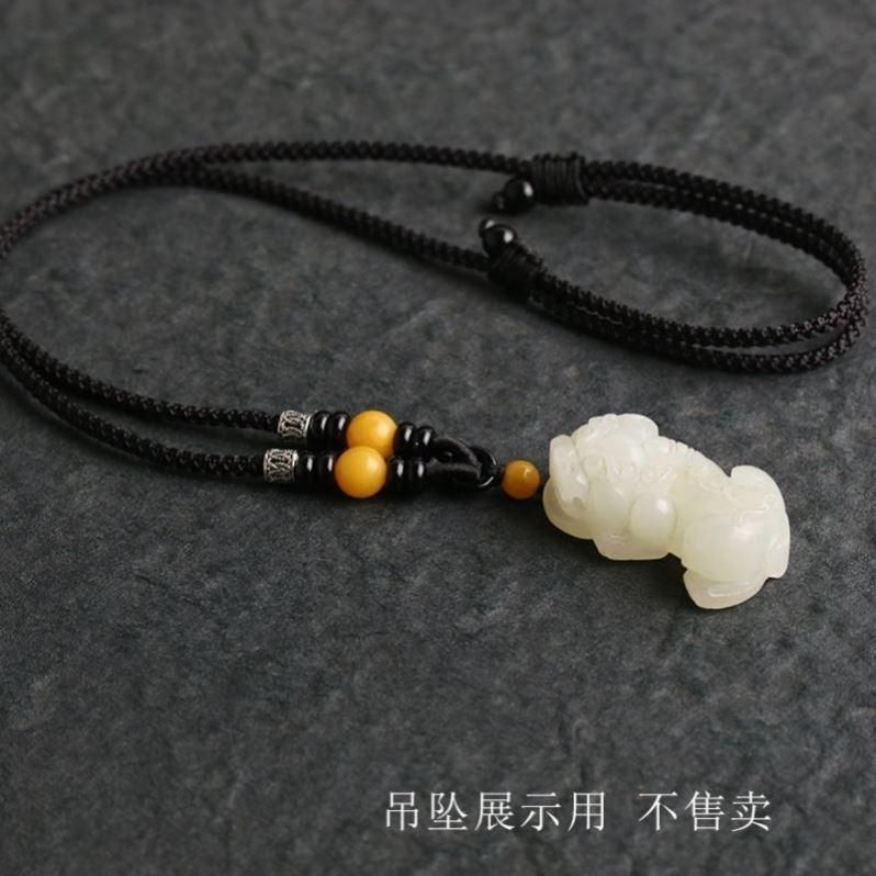 黄蜜蜡吊坠挂绳项链绳黄金手工编织绳子玉佩佛牌高端挂脖调节款 - 图2