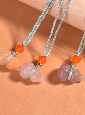 新疆金丝正品天然和田色玉福禄葫芦男女挂件紫富玉葫芦玉石吊坠