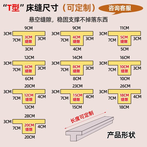 拼接床缝隙填充物T型夹缝补接婴儿防掉落床垫海绵垫床缝填充神器 - 图2