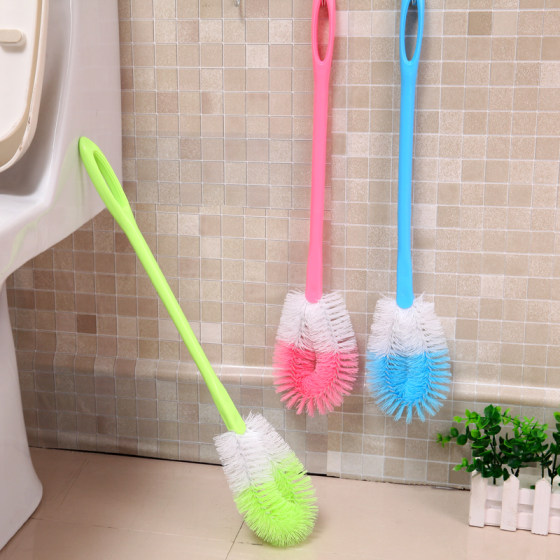 Long handle toilet brush with soft bristles and no dead ends