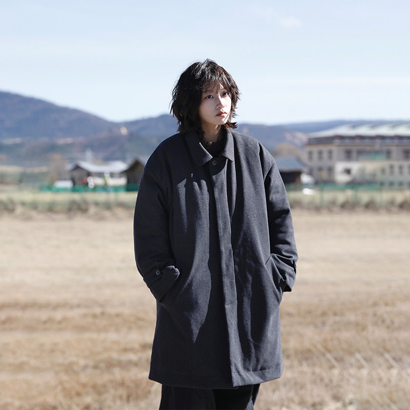 阿于呆日系复古中长款翻领毛呢棉服大衣男冬季加厚保暖风衣外套女,淘宝优惠券,粉丝福利购,淘宝优惠卷