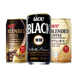 日本进口UCC悠诗诗185ml即饮黑咖啡直饮提神拿铁饮料30罐整箱批发