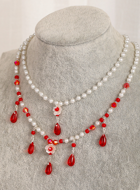 璎珞珍珠绿色明制坦领汉服配饰