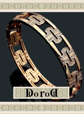 D L O R O L D家高定26早春镂空回形满钻手镯回字镶钻V金手环女