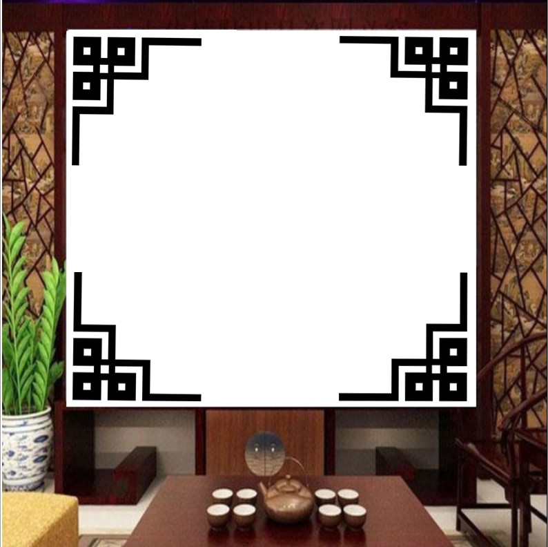 青花瓷中式对角边框花边墙贴幼儿园教室木门窗户装饰玻璃橱窗贴纸 - 图2