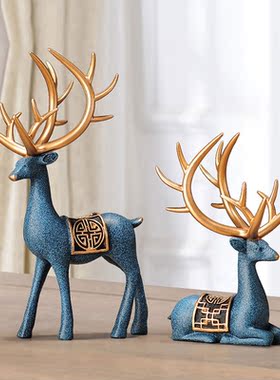 帕美居中式鹿摆件花瓶家居装饰品客厅书房办公室工艺品酒柜电视柜